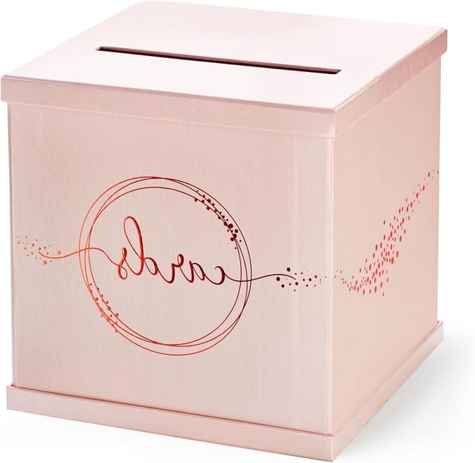 Geschenkdoos Kaarten - Geld Box - Feestelijke Ontvangst - Grote Formaat - 25x25 cm - Roze Goud