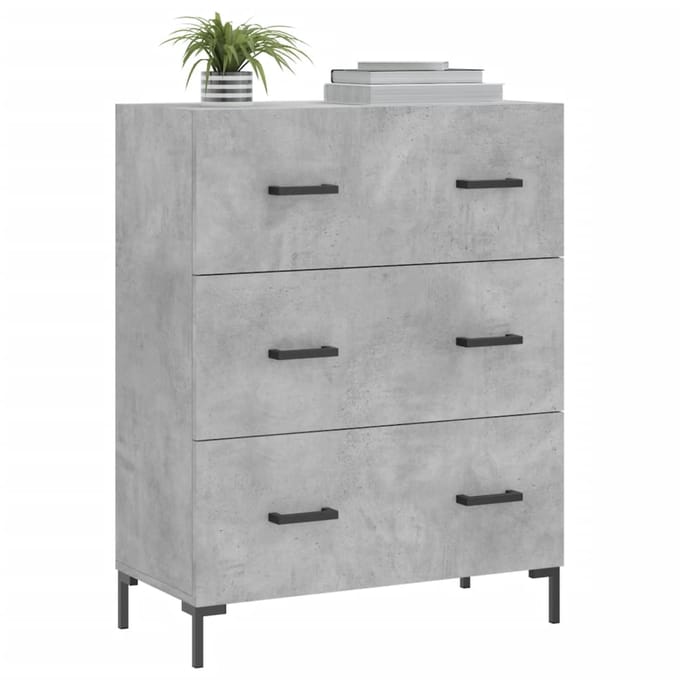 vidaXL - Dressoir - 69,5x34x90 - cm - bewerkt - hout - betongrijs
