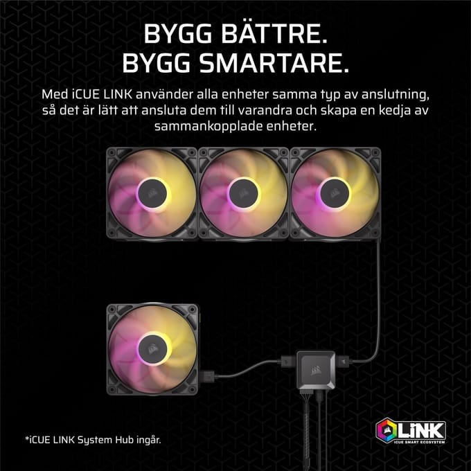 Corsair iCUE LINK RX140 MAX RGB (2-pack) - Case ventilator - 140mm - Zwart met RGB-licht - 36 dBA