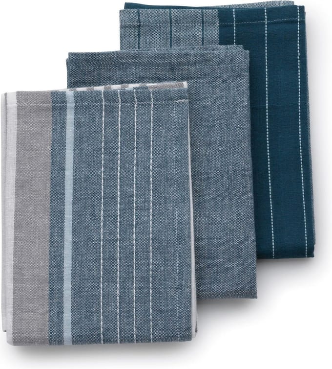 Kela Keuken - Pasado Theedoek 3 Designs Set van 12 Stuks - PVC - Blauw