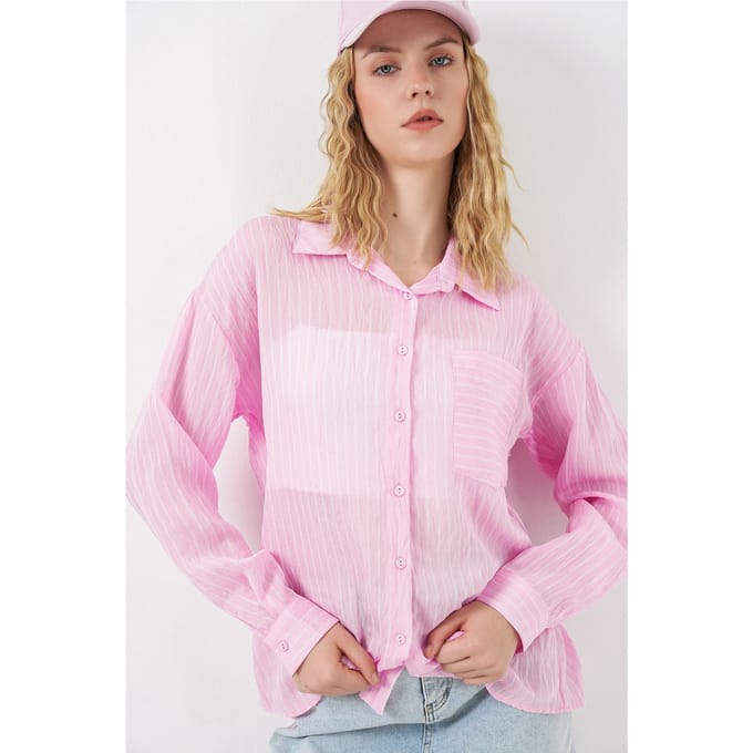 Oversized Gestreepte Knopenblouse
