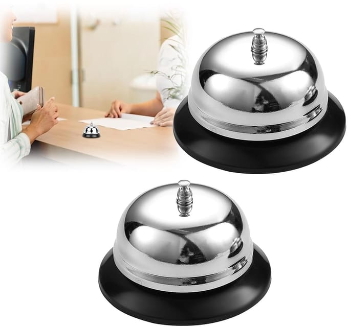 Dailygoods- Bedieningsbel Verchroomd - Set van 2 - Antislipvoet