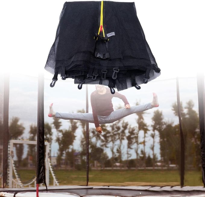 Trampoline Veiligheidsnet - Springnet - Veilig Springen - 6 Rechte Palen - 1.8 tot 3 Meter - Zwart