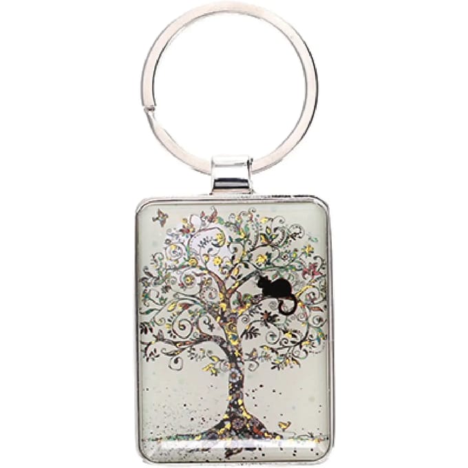 Rechthoekige sleutelhanger Kiub Bug Art Chat Arbre de Vie