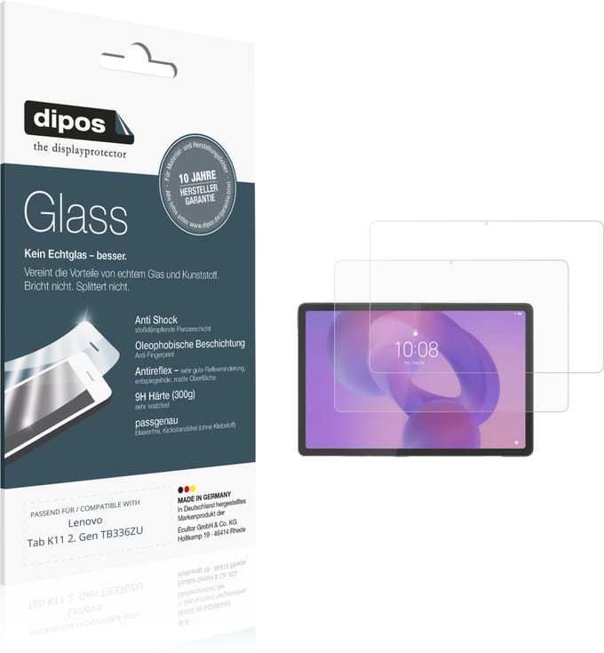 dipos – 2x Matte Pantserfolie geschikt voor Lenovo Tab K11 2. Gen TB336ZU | 9H Screenprotector