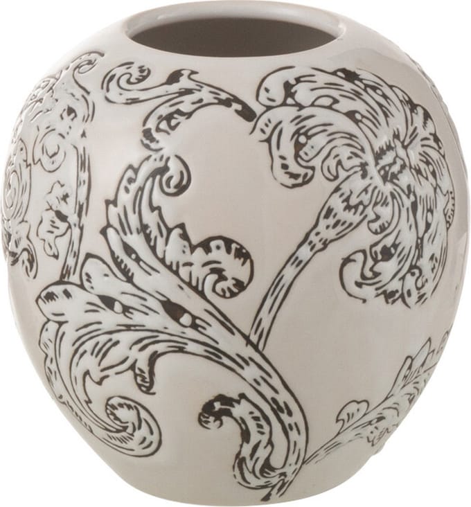 J-Line vaas Zen Bal - porselein - wit/zwart - Ø 11 cm