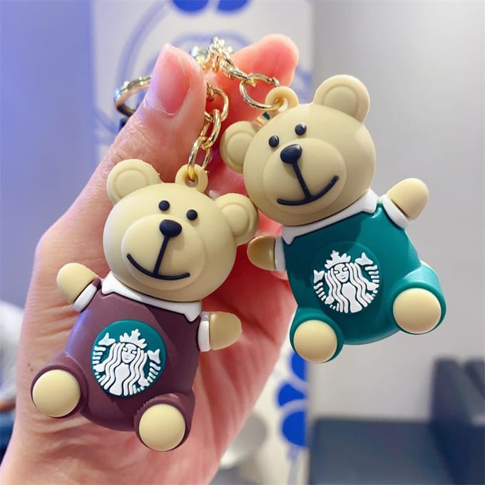 Creatieve Melkthee Kop Sleutelhanger Leuke Berenpop Sleutelhanger Tas Hanger Poppenmachine Cadeau brown