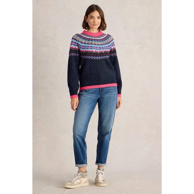 White Stuff Frosted Fairisle Jumper Navy Multi Taglia: 24 | Maglioni a maglia Outlet | Donna | Blu