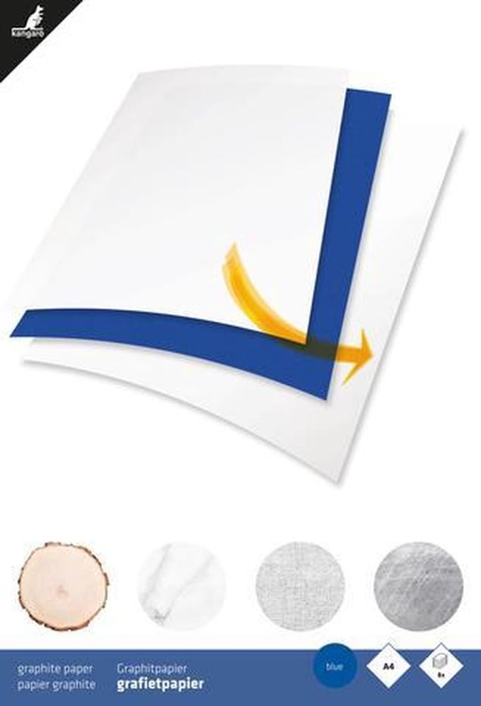 Grafietpapier Kangaro blauw A4, 8 vel, 50grams