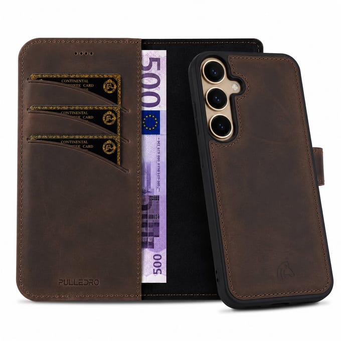 Pulledro geschikt voor Samsung Galaxy S26 Uitneembare Lederen BookCase - MagSafe - RFID - Antic Coffee
