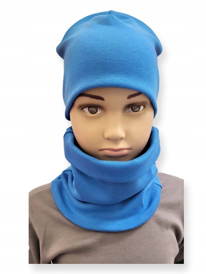 Dartomik - Muts en Sjaalkraag Set - Dubbele Laag - Blauw