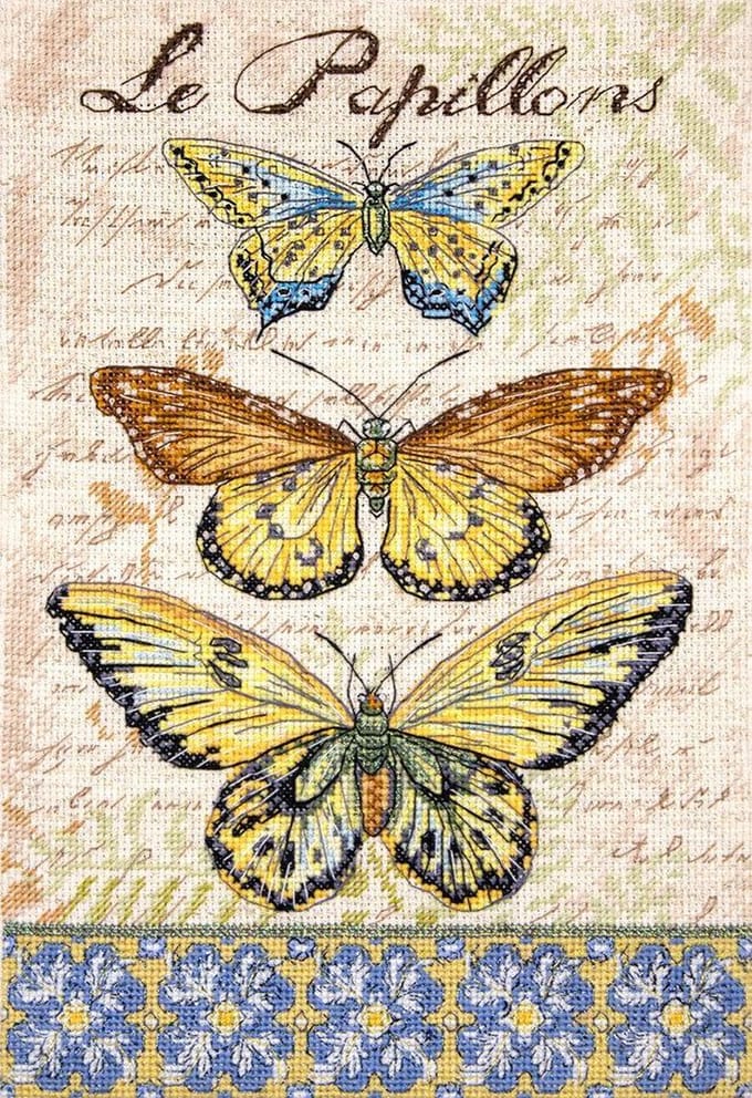 Borduurpakket VINTAGE WINGS - LE PAPILLONS - LETISTITCH - telpatroon