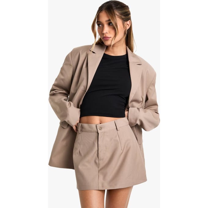 boohoo Dames Geweven Getailleerde Mini Rok | Paddestoel | Maat: 36