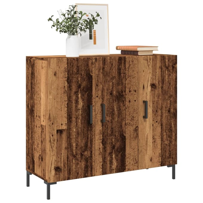 vidaXL - Dressoir - 90x34x80 - cm - bewerkt - hout - oud - houtkleurig