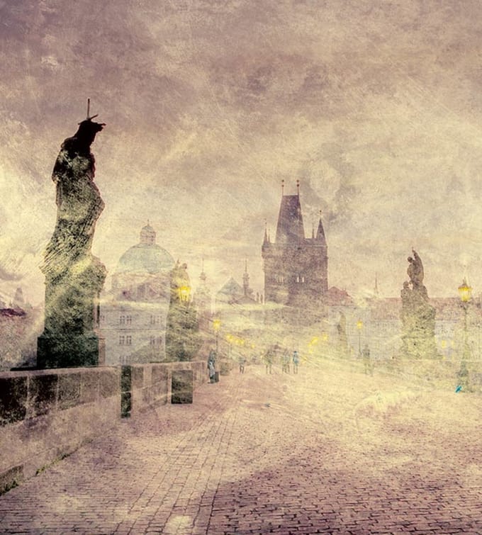 Fotobehang - Charles Bridge Abstract I 225x250cm - Vliesbehang