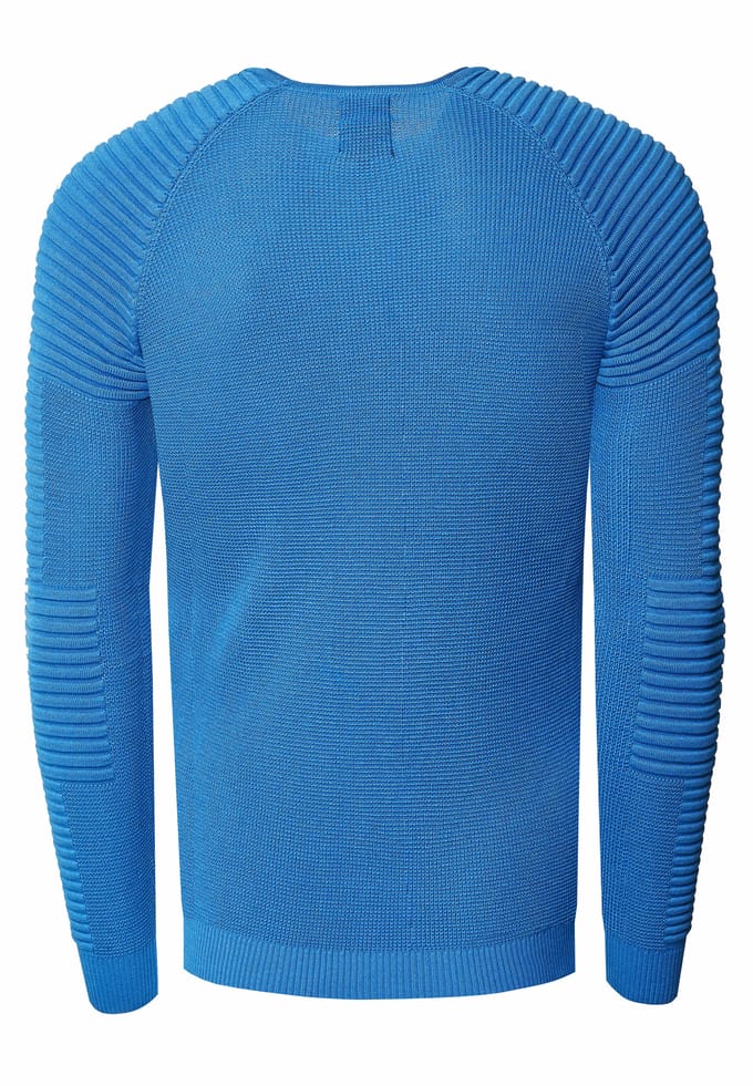 Slim fit fijngebreide biker trui met ronde hals