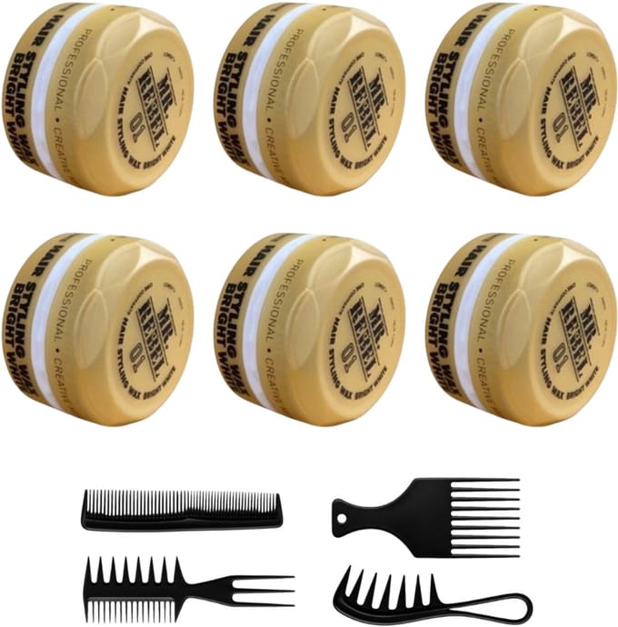 MR. REBEL 01 HAIR WAX STYLING BRIGHT WHITE Complete Professional Set 6 x + 1 Kam)