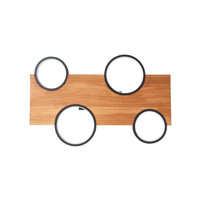 Brilliant LED plafondlamp Cheesy van hout, 4-lamps