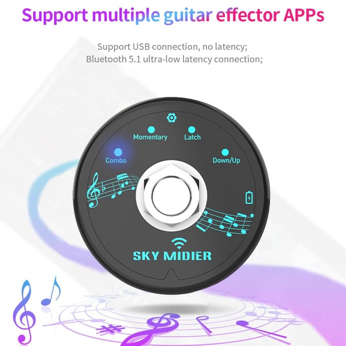BT MIDI-effectorpedaal Mini MIDI-controller Software-effectorcontroller USB MIDI-controller 5x5x3cm