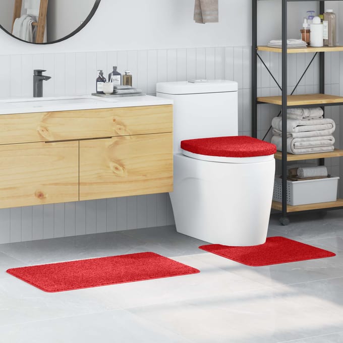 vidaXL - Antislip - Badmat - Set - 3 - pcs - Rood - PP