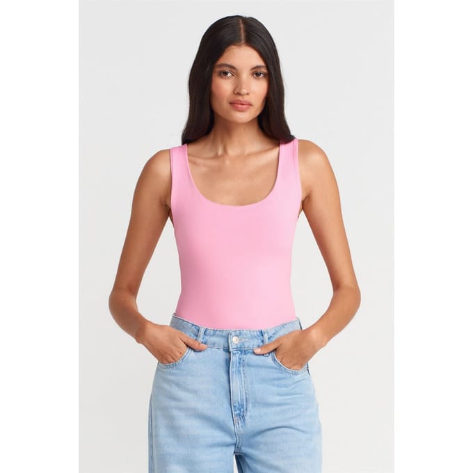 Mouwloze Blouse met Vierkante Halslijn in Slank Model