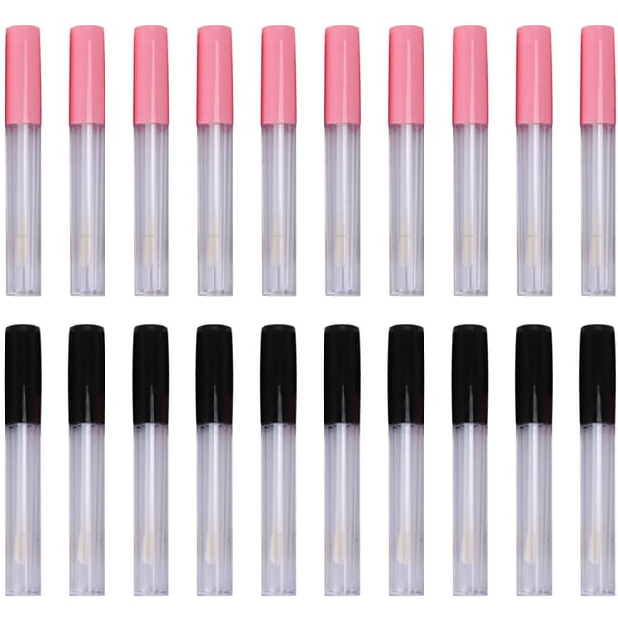 20 stuks Lege Lipgloss Tubes Containers Transparante Mini Navulbare Lippenbalsemflesjes met Applicatorborstel gray