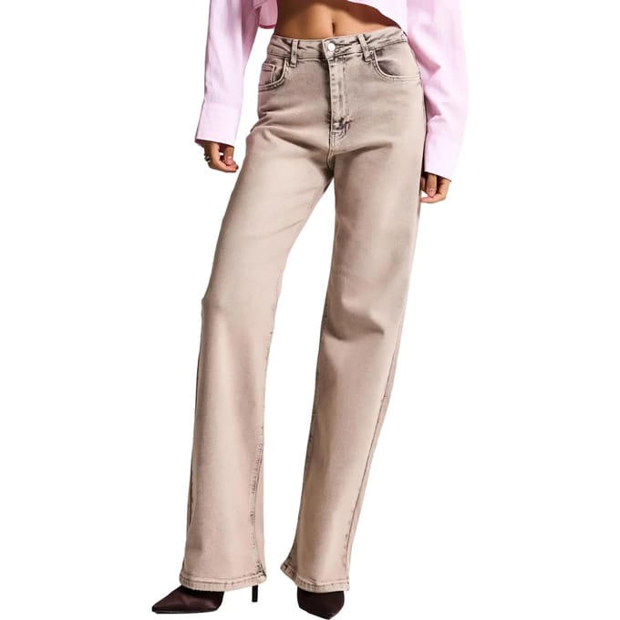 It's Basic - STRAIGHT MID RISE JEANS - TAUPE