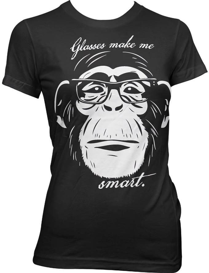 Hybris Glasses Makes Me Smart Girly T-shirt voor dames, zwart