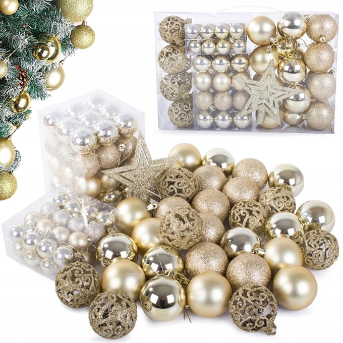 Hangzhou A Link Star Technology - Kerstbal Set - 100 stuks - Goud - Diverse Maten