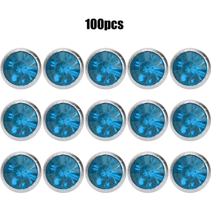 B Diamant Acrylique 8mm Décoratif DIY Clou Accessoire Vêtement 8mm Bord Argenté Cristal Bleu Clair bleu clair