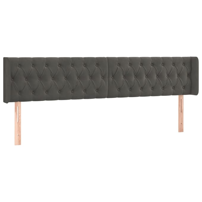 vidaXL - Hoofdbord - LED - 183x16x78/88 - cm - fluweel - donkergrijs