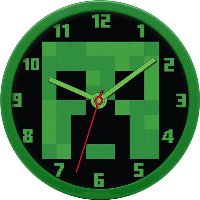 Minecraft Wandklok - 24 cm - Groen - Klok voor kinderen