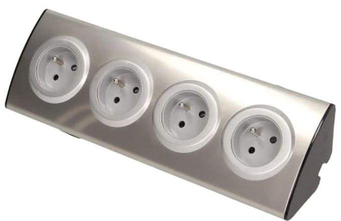 Werkblad Stopcontact Set 4 Geaarde Contactdozen Roestvrijstaal