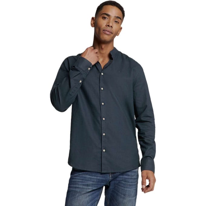 No Excess Shirt granddad solid with linen night