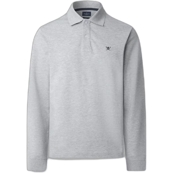 Hackett Slim Fit Logo Lange Mouw Poloshirt Grijs 3XL Man