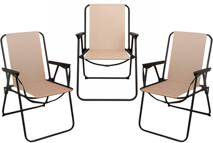Redcliffs Klapstoel unica - 3x - beige - voor kinderen - 75 x 38 cm - metaal/polyester - campingstoel / tuinstoel