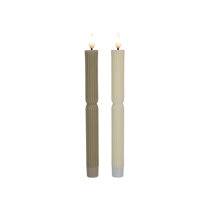 S/2 Led dinerkaars rib d2,2x25cm 2ass