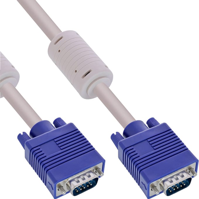 InLine® S-VGA kabel, 15-pins HD male / male, grijs, 5m