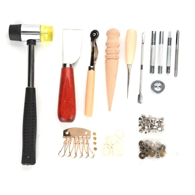 42 stuks Leerbewerking Gereedschap ponsset Stikken Werken Stikken Groover Naaiset black