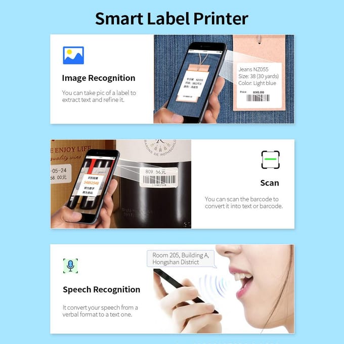 BT + USB Thermische Printer Ondersteunt Afdrukken Label & Bon Smart APP Bewerken Max 90mm/s 15-58mm US Plug zwart
