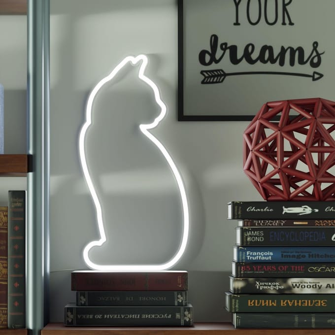 Mustard MEOW led neon light - deco katten lamp - Zittend