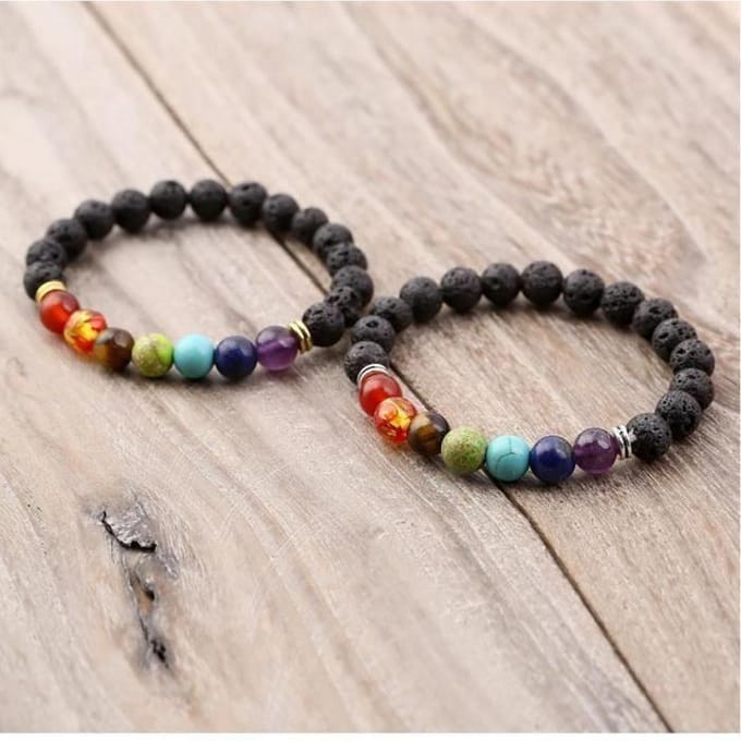 Armband - LAANCOO - 7 Chakra's - Natuursteen - Gemengd - 1 stuk geel