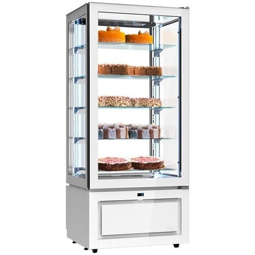 GGM Gastro Panoramavitrine - 457 Liter - 800mm - 5 Ablagen - Weiß Wit