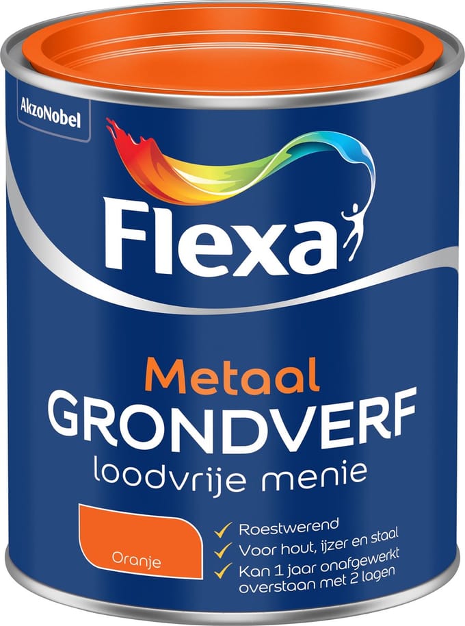 Flexa Loodvrije Menie Grondverf - Metaal En Hout - Roodbruin - 750ml