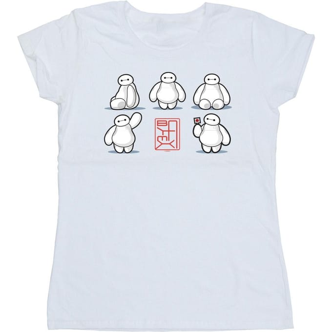 Disney Dames/Dames Big Hero 6 Baymax Veel Poses Katoenen T-Shirt (Wit)