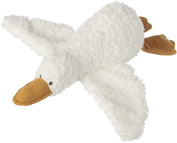 J-Line knuffelbeer Eend Slapend - polyester - wit/geel