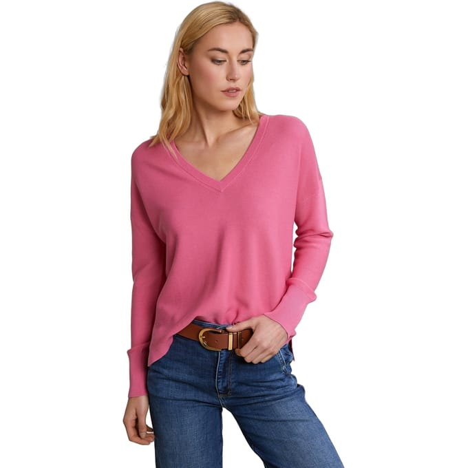 River Woods Pink Basic V-neck Sweater Long Sleeves Size: S | Sweaters Outlet | Dames | Roze