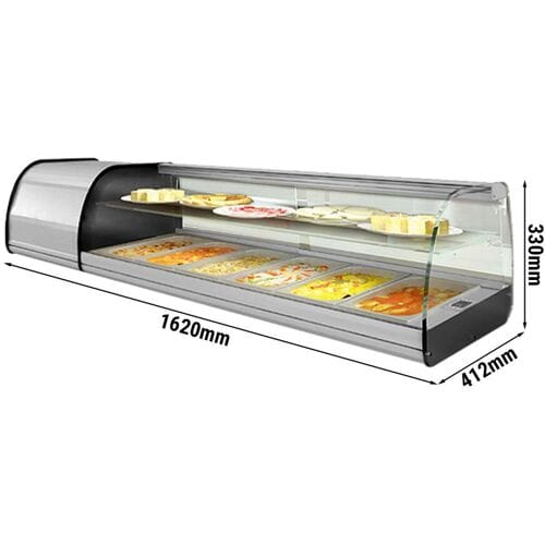 GGM Gastro Tapas-Kühlvitrine Premium PLUS - 6x GN 1/3 - mit Zwischenglas Zilver