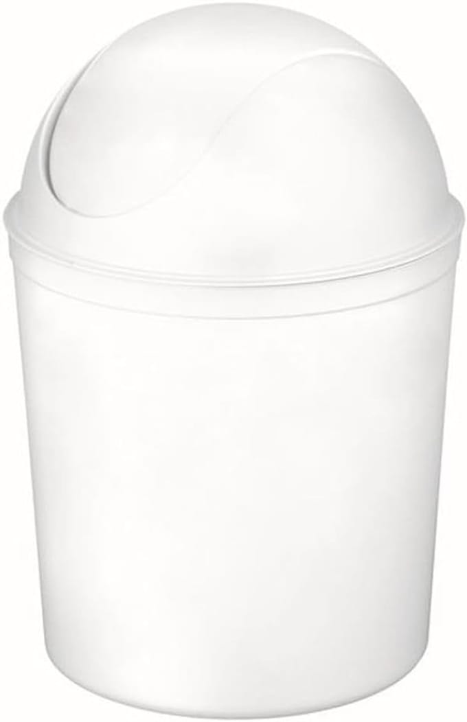 Ronde Afvalmand - Prullenbak - Thuis Gebruik - Swing Deksel - 5 Liter - Wit