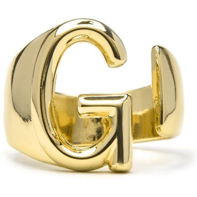 Bague - LUXENTER - Alphabet Lettre G - Finition or 18K - Taille réglable - Doré beige